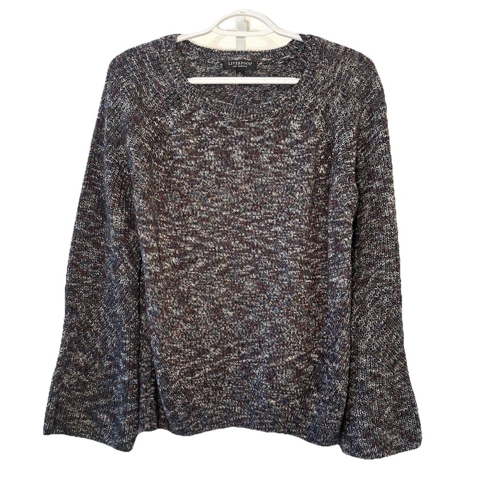 Liverpool Los Angeles Marled Knit Sweater Bell Sleeve Crewneck Size M